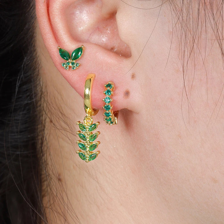Ear Clip Creative Leaves Trendy Female Color Zircon