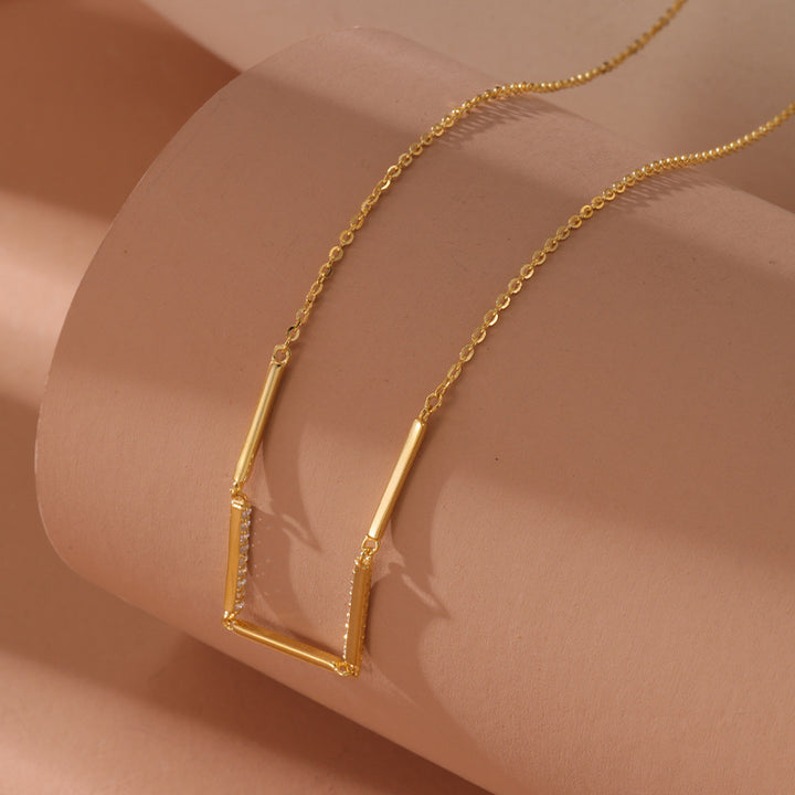 Geometrische Halskette Frauen Sterling Silber Frauen fortgeschrittener Design Sinn für Frauen