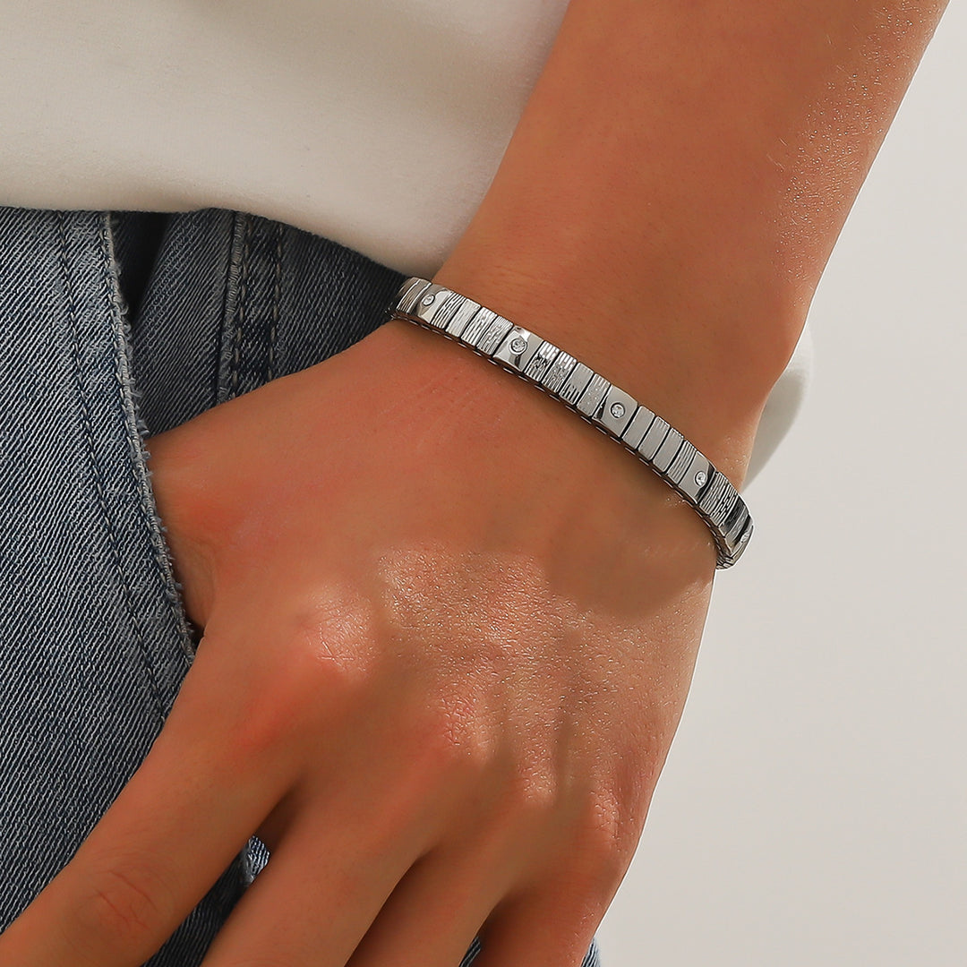 Koud roestvrijstalen diamant elastische armband voor mannen