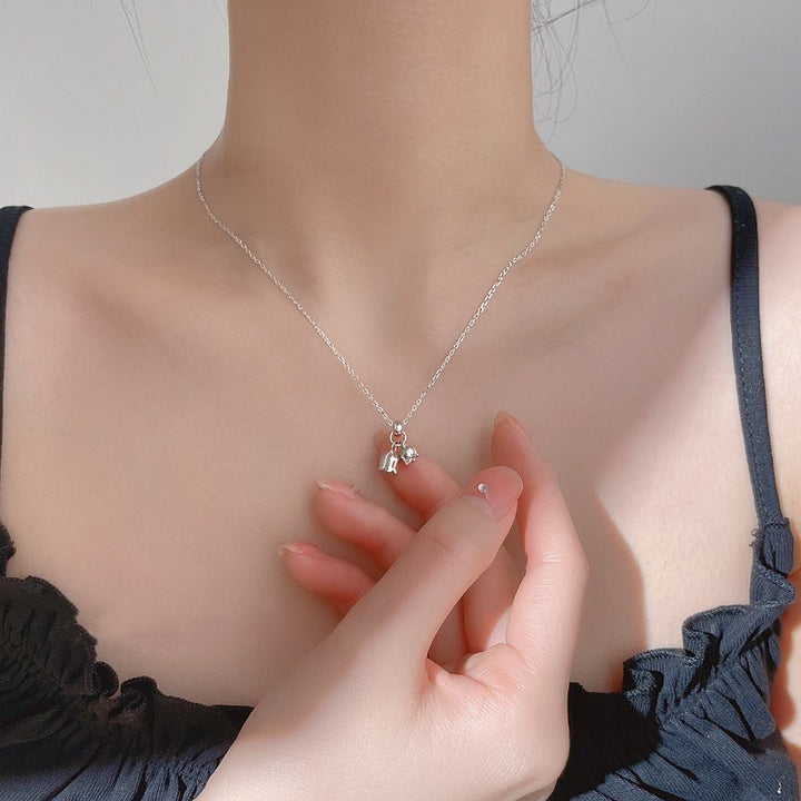 S925 Sterling Silver Lily Necklace vrouwelijke accessoires Lichte luxe minderheid hanger hoogwaardig hoog graad