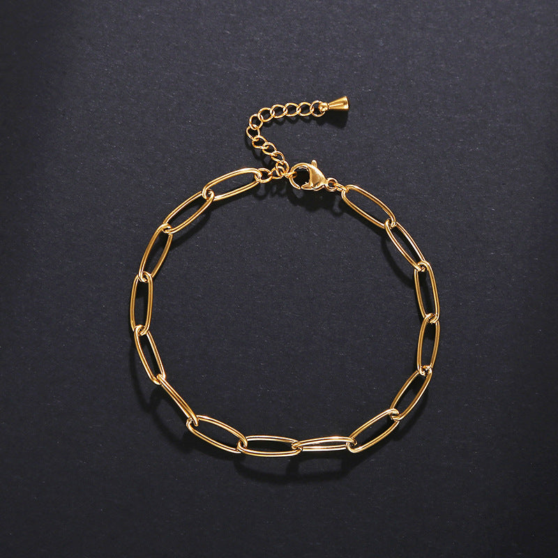 Bracelet en acier inoxydable en or de chaîne ovale