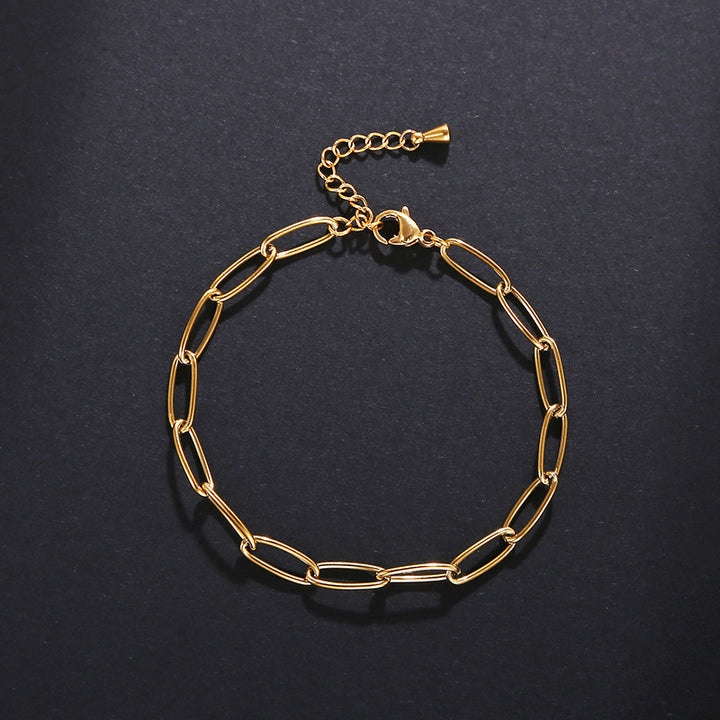 Oval kedja guld rostfritt stål armband