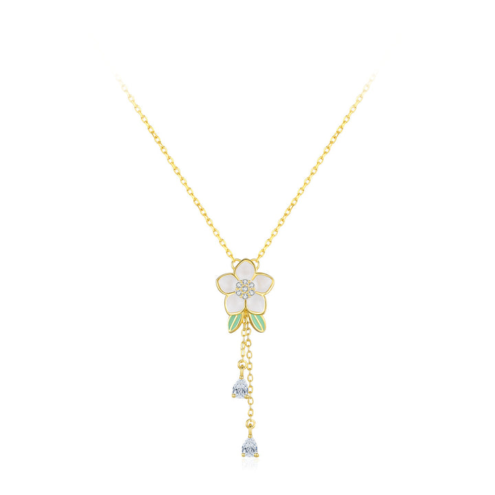 Frauen S925 Blumengrün -Blatt Halskette