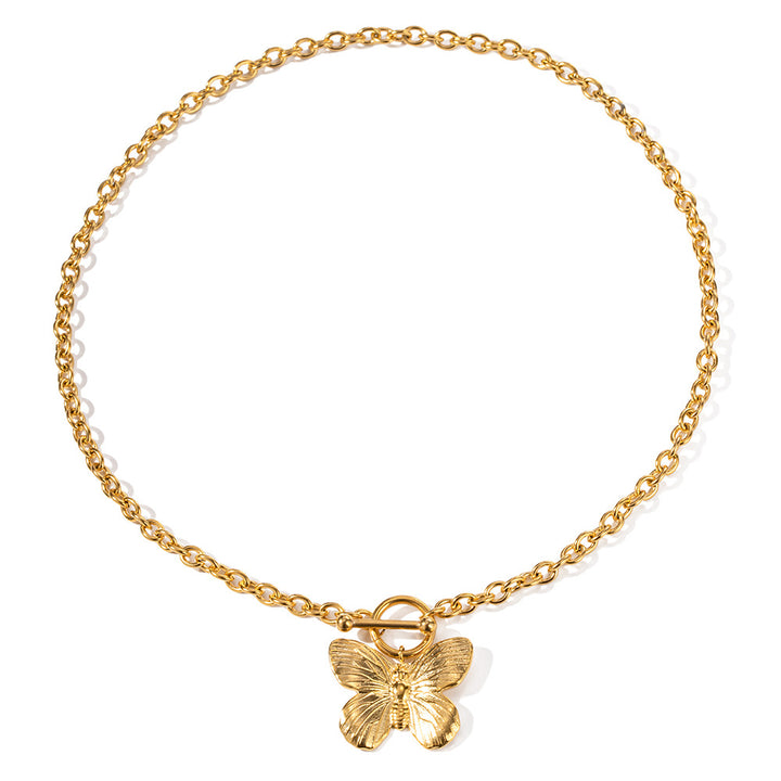 Mode hoogwaardig 18k gouden vergulde hangerse ornamenten lichte luxe minderheid vlinder ketting