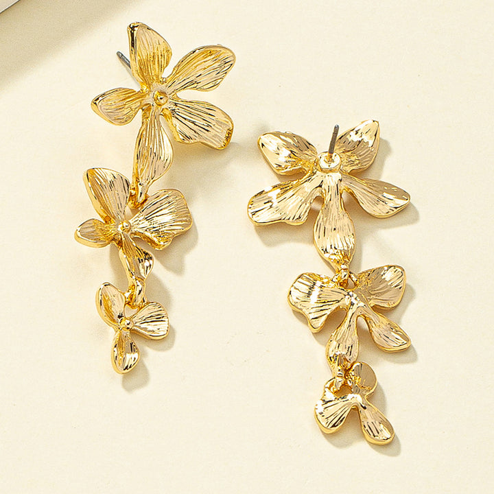 Flower Stud Earrings Irregular Exaggerated Long