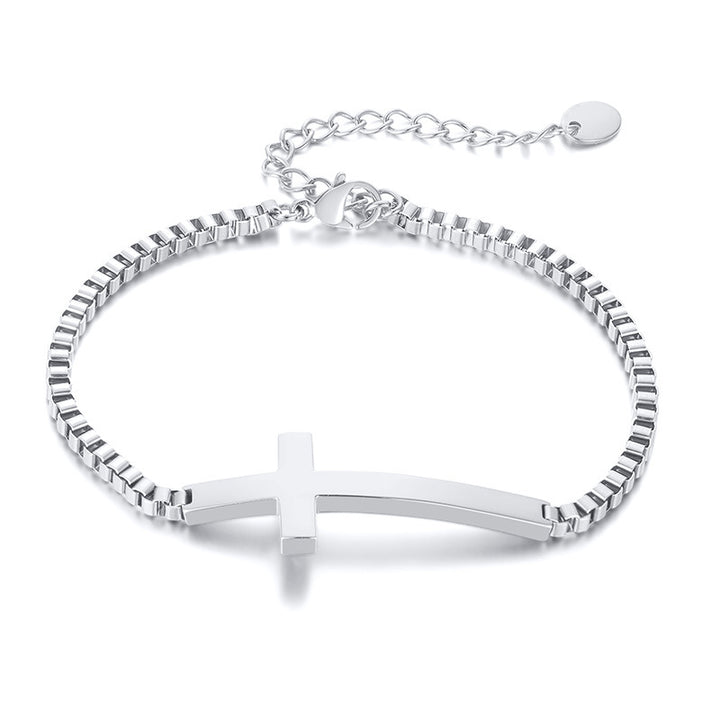 Bracelet en acier de chaîne de boîte croisée pour les femmes