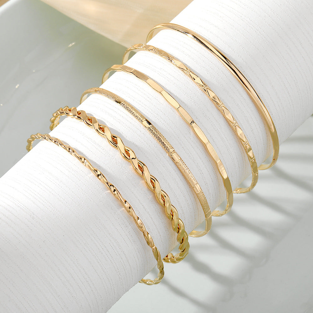 Bohemian Metallkettenarmband Set für Frauen Geometrische Goldfarbe Dicke Linkkette Armreifen weibliche Modeschmuck