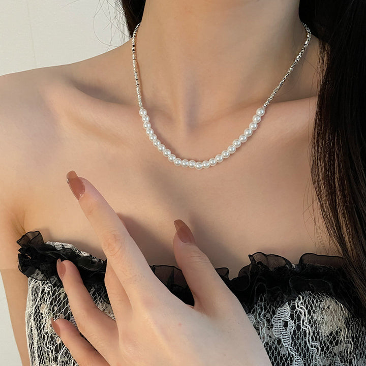 Kis darab ezüstdarabos gyöngyös gyöngy nyaklánc