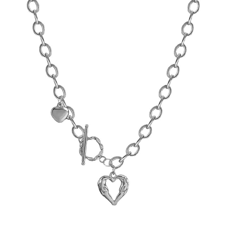 Sweet Cool Hollow Heart Necklace Female Niche