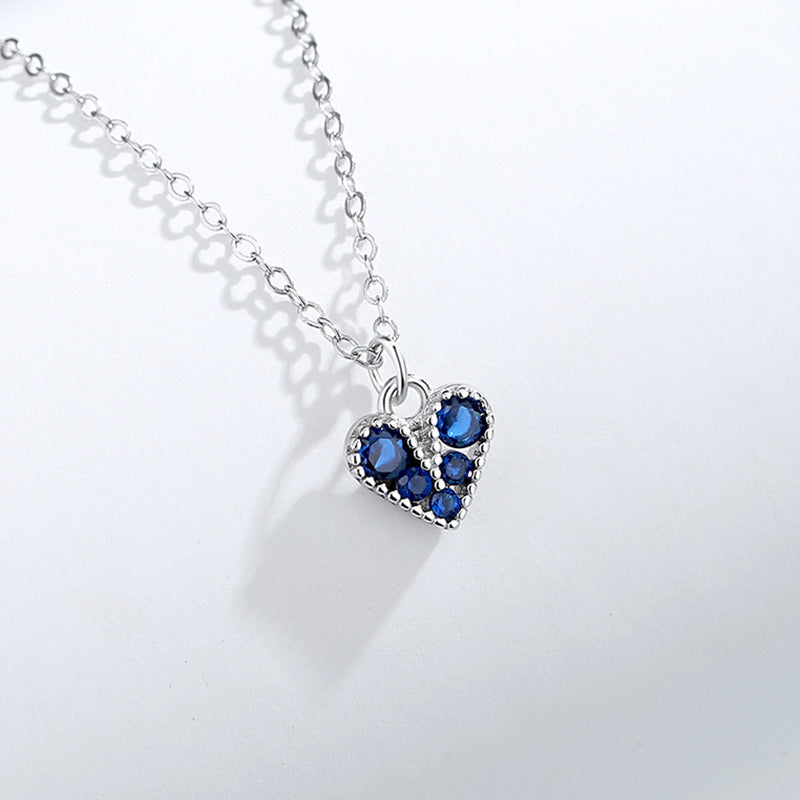 Japanische und koreanische Nische S925 Sterling Silber Heart-Form Full Diamond Halskette