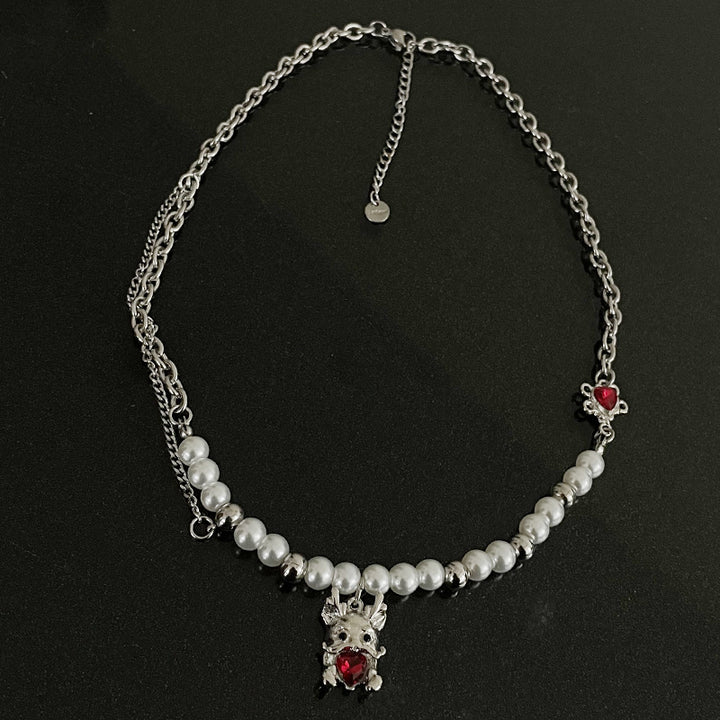 High-grade Pearl Stitching Zodiac Dragon Necklace