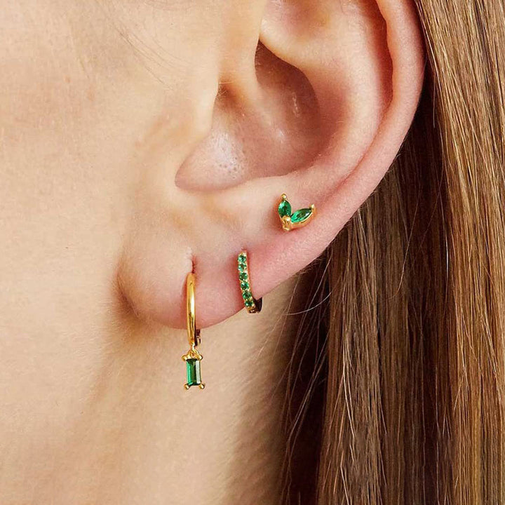 Boucles d'oreilles zircon rectangulaires Micro-placés en laiton