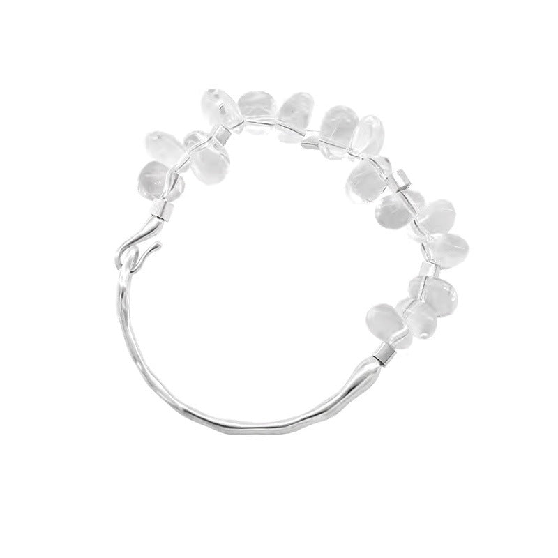 Women's Sterling Silver Natural White Crystal Bracelet