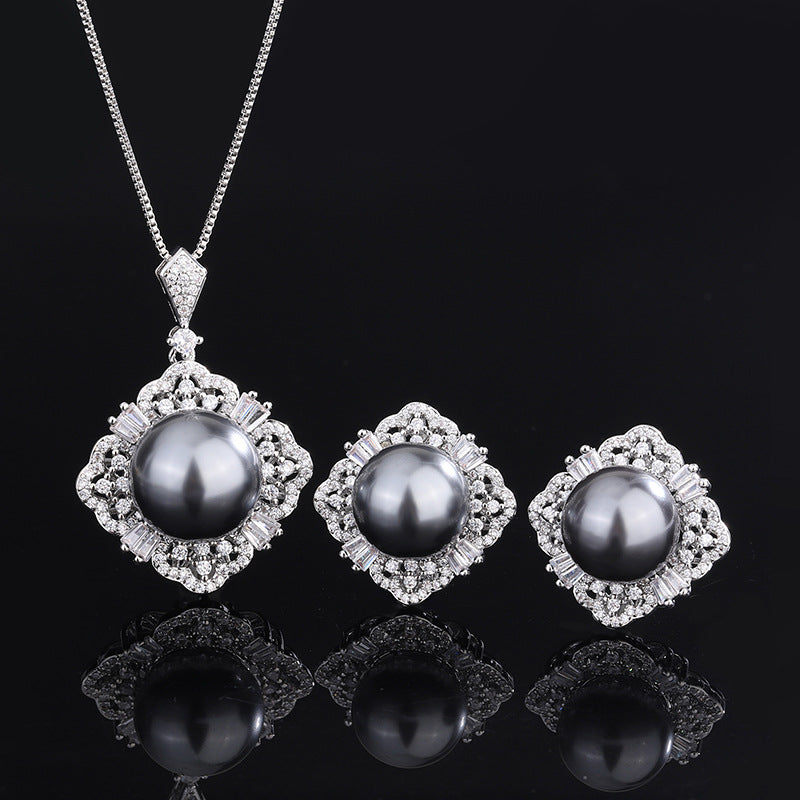 Smycken koppar ensam guldpläterad inlagd fritillär pärla diamant lyxig stil