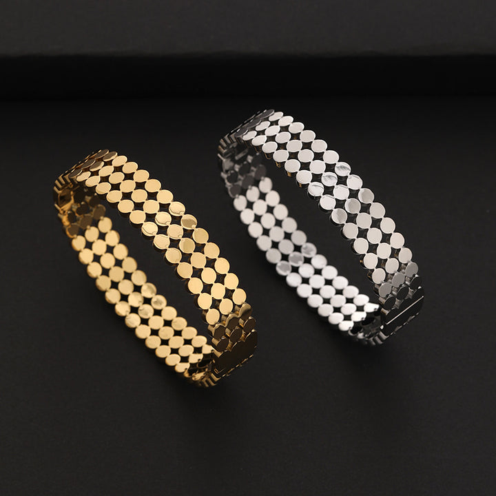 Fashion Simple Titanium Oțel 18k Placat Gold Dot Beads Brățară pentru bărbați