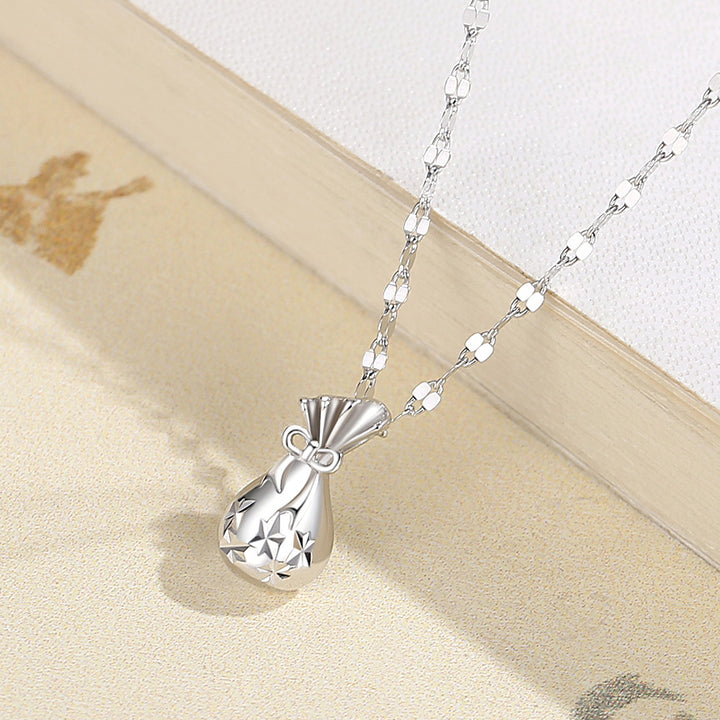 S999 Pure Silver Small Chinese Character Fu Bag Sterling Silver Necklace Chinese Jewelry