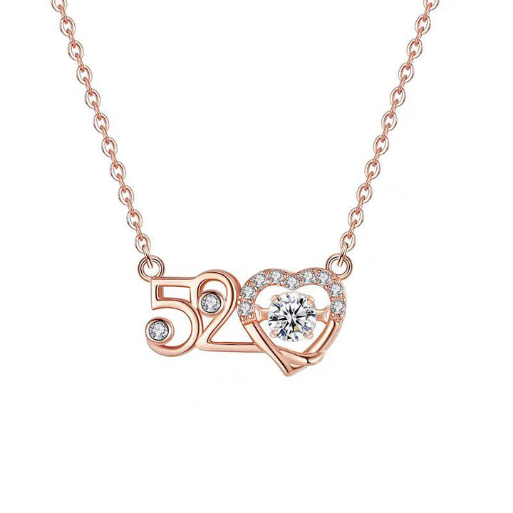 520 Beating Heart Necklace Women's Light Luxury Pendant Valentine's Day