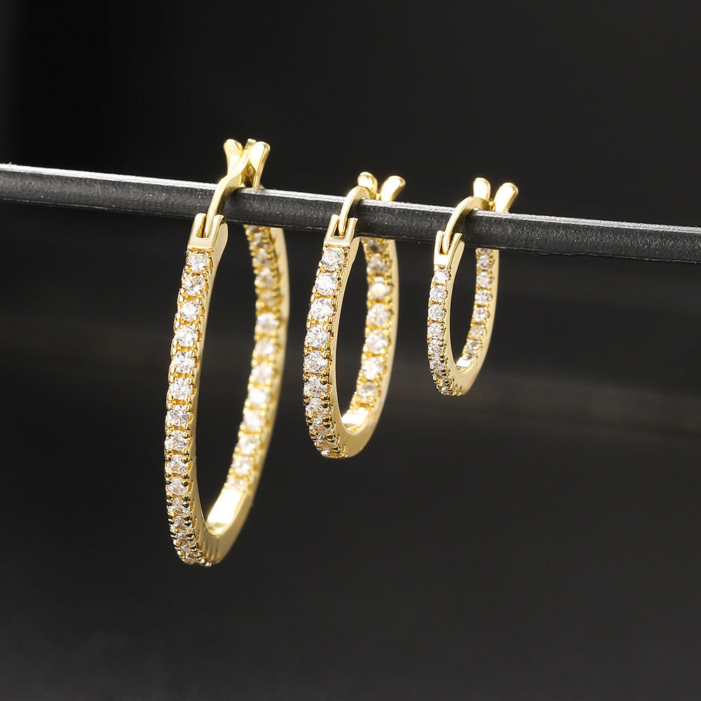 Rigon d'oreille en diamant complet populaire Zircon micro-boucles d'oreilles en or micro-ornées