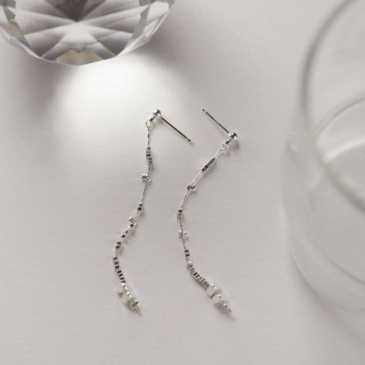 Cold Small Pieces Of Silver Long Tassel Earrings