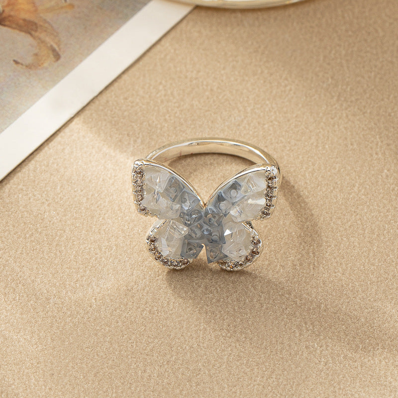 Mode smycken blå kristall fjäril halsband kvinnlig gradient kristall
