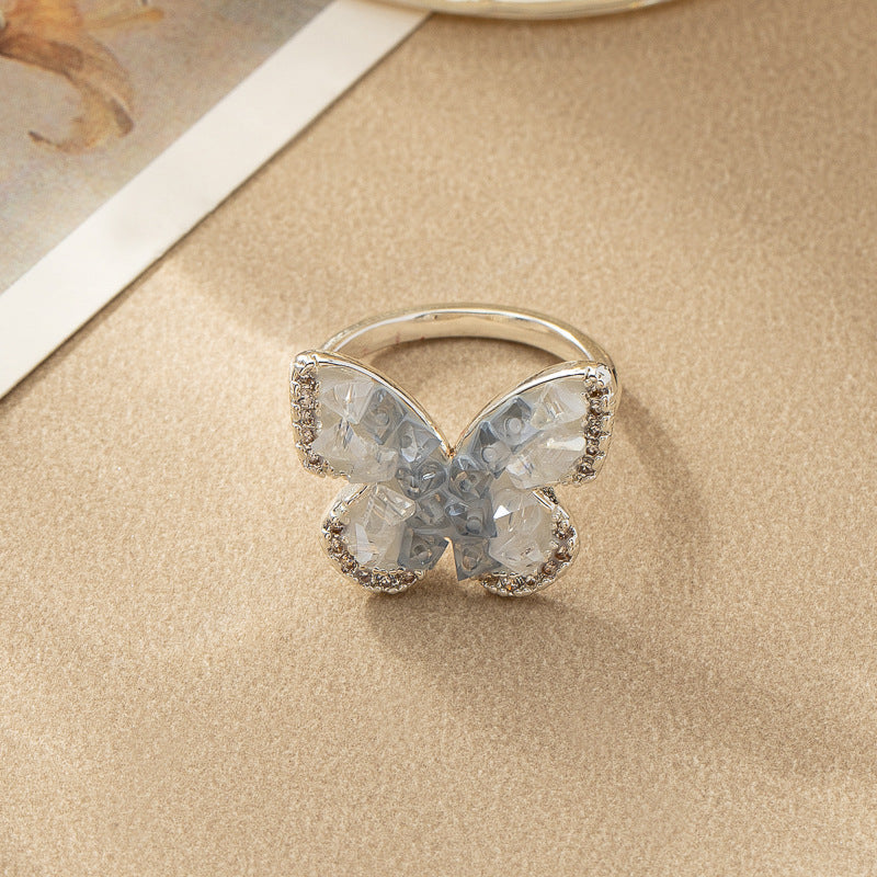 Modeschmuck blau Kristall Schmetterling Halskette Weibliche Gradientenkristall