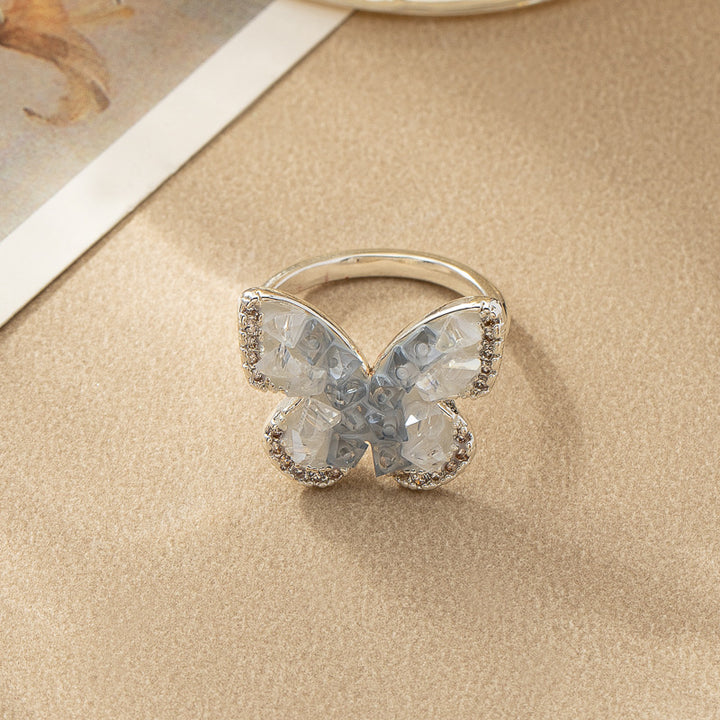 Moda mücevher mavi kristal kelebek kolye kadın gradyan kristal