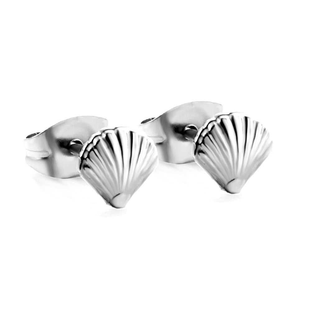 European And American New Ins Shell Stud Earrings Simple Fashion Commuter All-matching