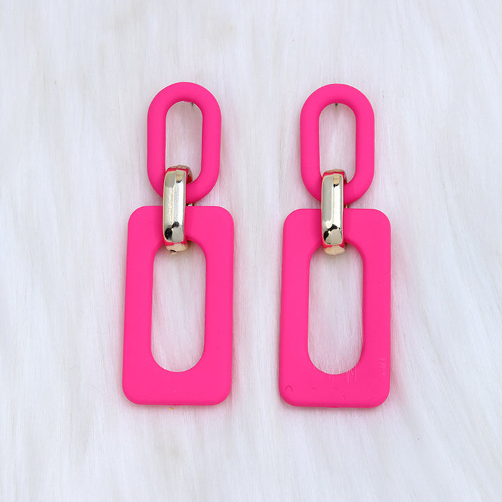 Pendientes acrílicos de costura rectangular hueco retro retro