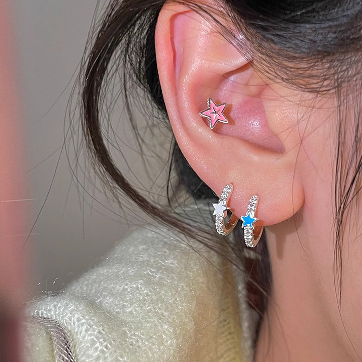 Xingx Ear Clip de colorida Estrella de cinco puntas de mujer para mujeres