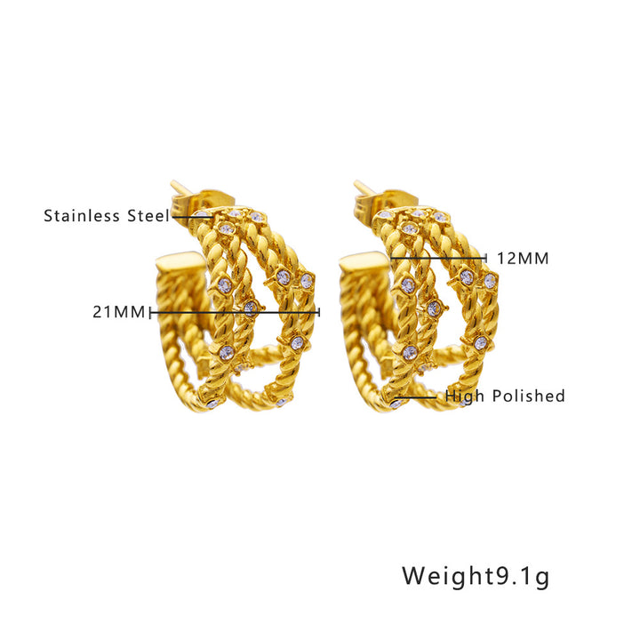 Boucles d'oreilles en acier inoxydable 18 carats de placage en or
