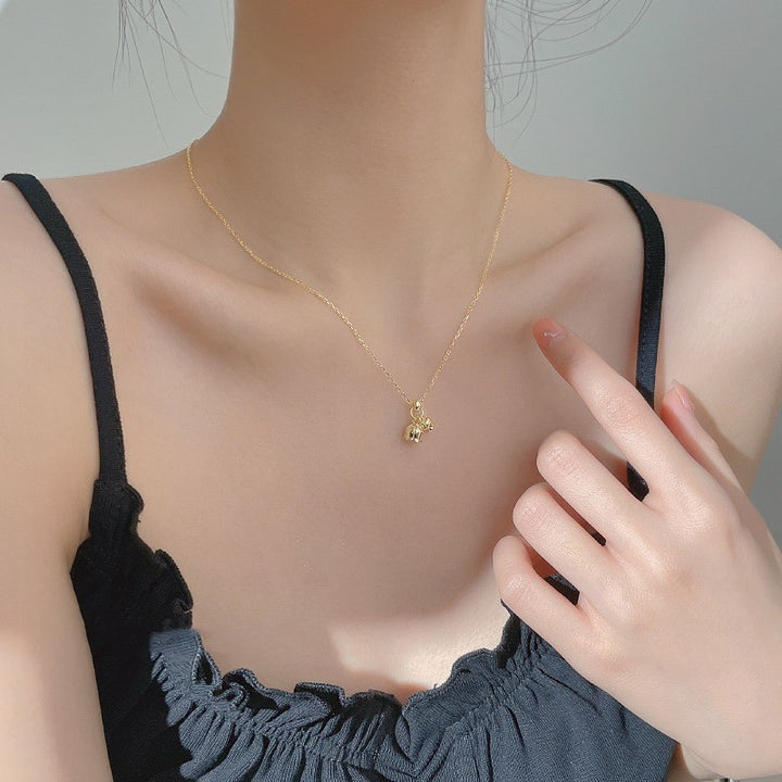 S925 Sterling Silver Lily Necklace vrouwelijke accessoires Lichte luxe minderheid hanger hoogwaardig hoog graad
