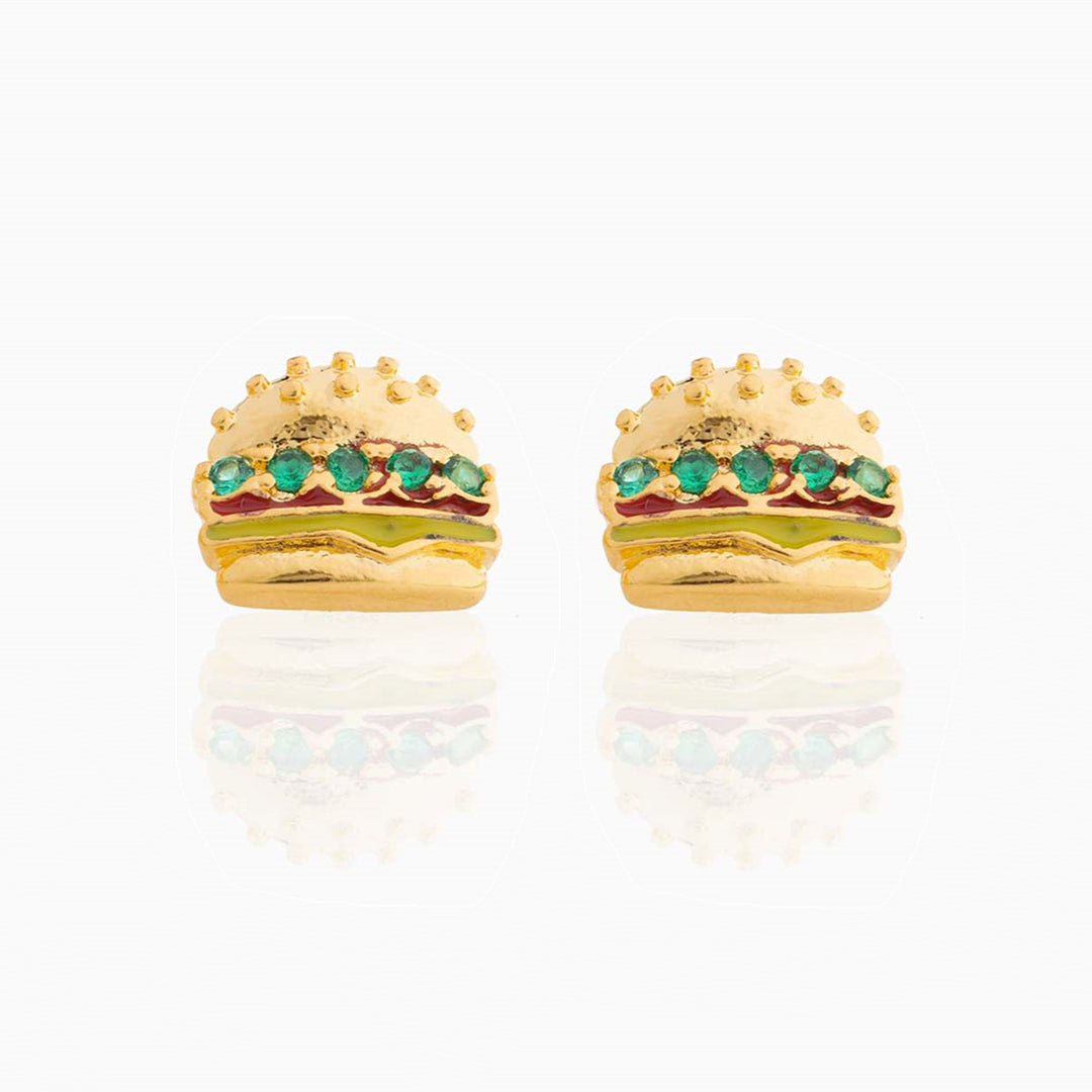 18k Real Gold Color-bevarande Fruit Hamburger Series Ear Studs