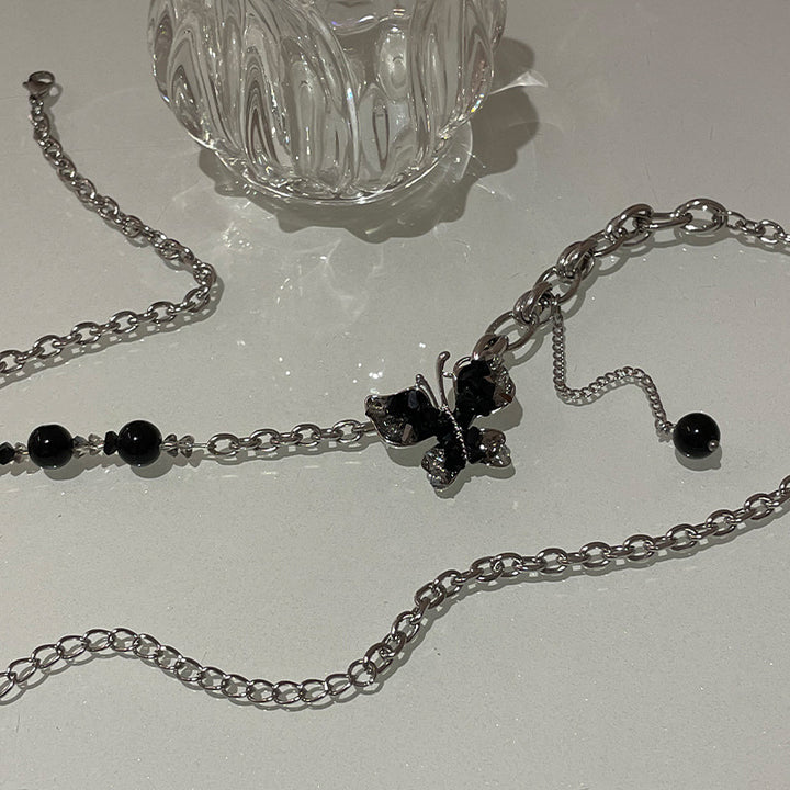 Personnalité fraîche douce Collier de biliers de papillon noir