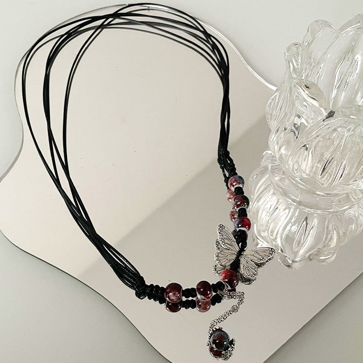 New Chinese Retro Butterfly Beaded Necklace