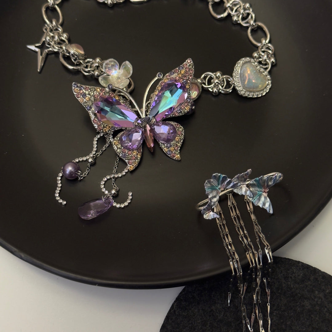 Bijoux lourde collier de papillon violet
