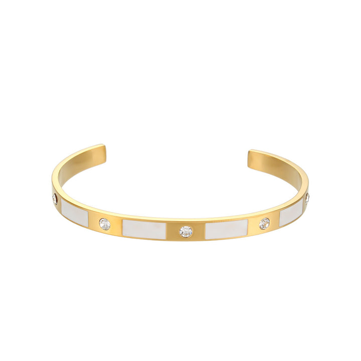 Bracelet d'ouverture du zircon rectangle simple en acier inoxydable simple