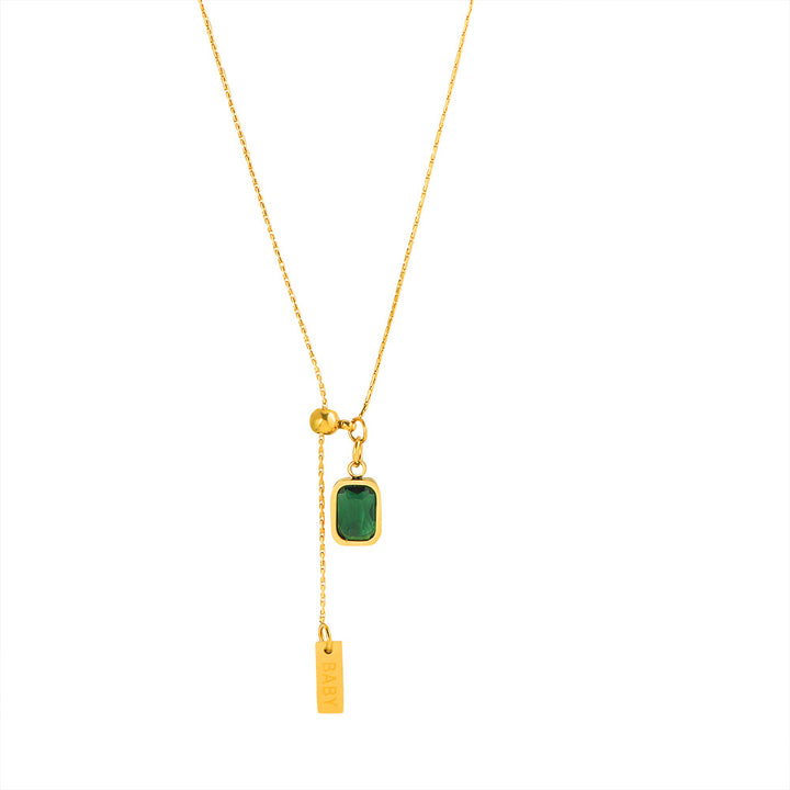 Vintage Emerald Necklace Female White Square