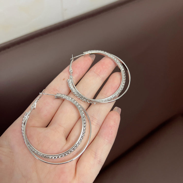 Diamond eenvoudige armband oorronde oorrang Koreaans eenvoudig temperamentvol