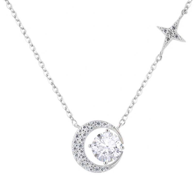 S925 Sterling Silver Star Moon Necklace Collana da donna Minori Lumo Minori Clavicle Catena di clavicoli