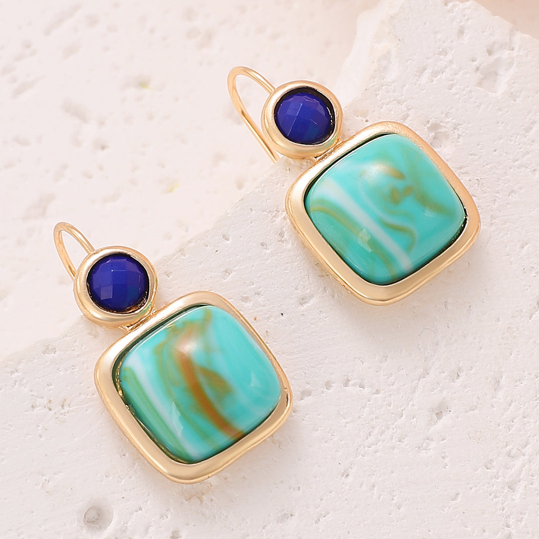 Simple Geometric Square Turquoise Earrings For Women