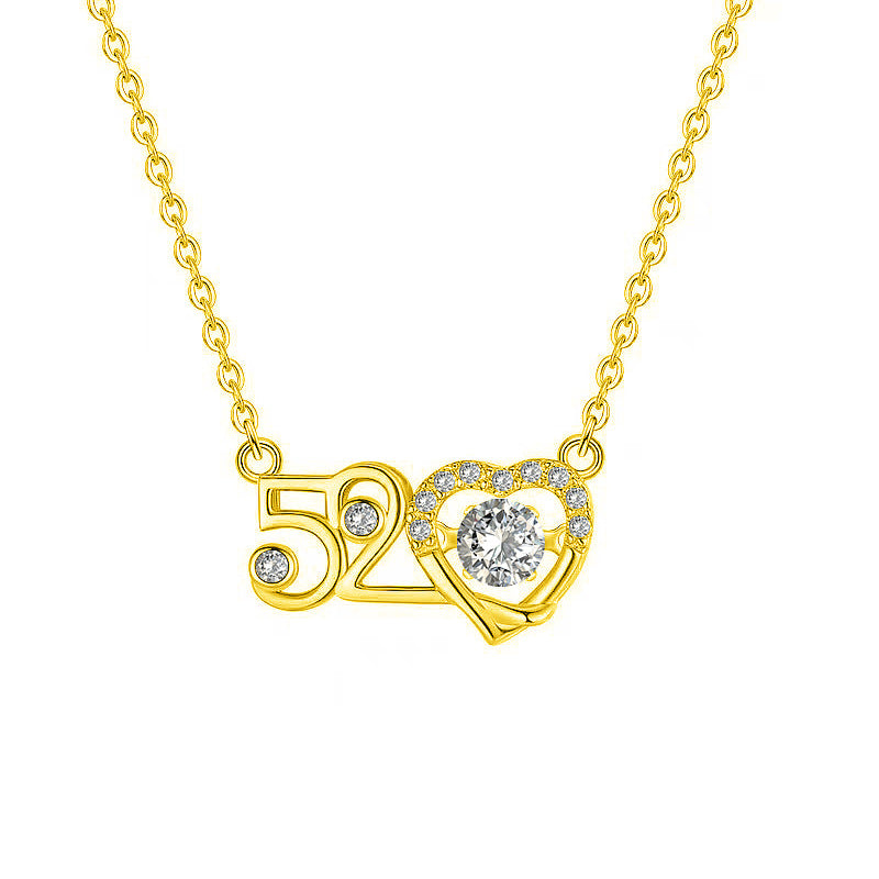 520 Beating Heart Necklace Women's Light Luxury Pendant Valentine's Day