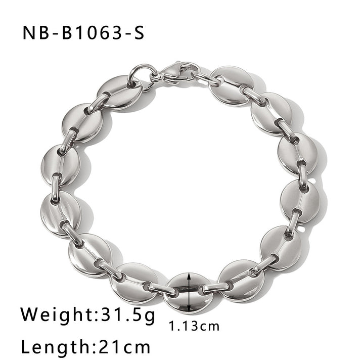 European And American Hip Hop Style Stainless Steel Pig Nose Bracelet