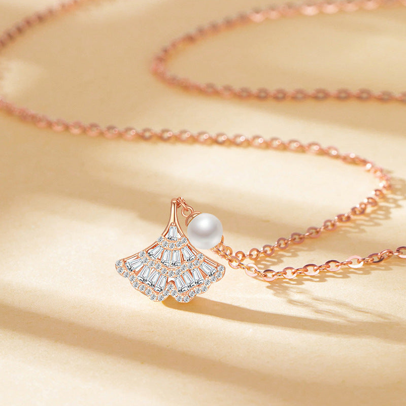 Ginkgo Leaf Sterling Silver Necklace For Women Light Luxury Minority Design S925