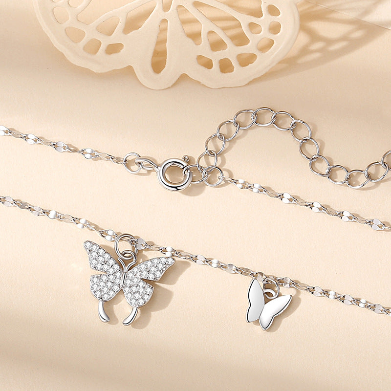 Чистое серебро 999 бабочка стерлингового серебряного ожерелья доступный стиль роскошной моды