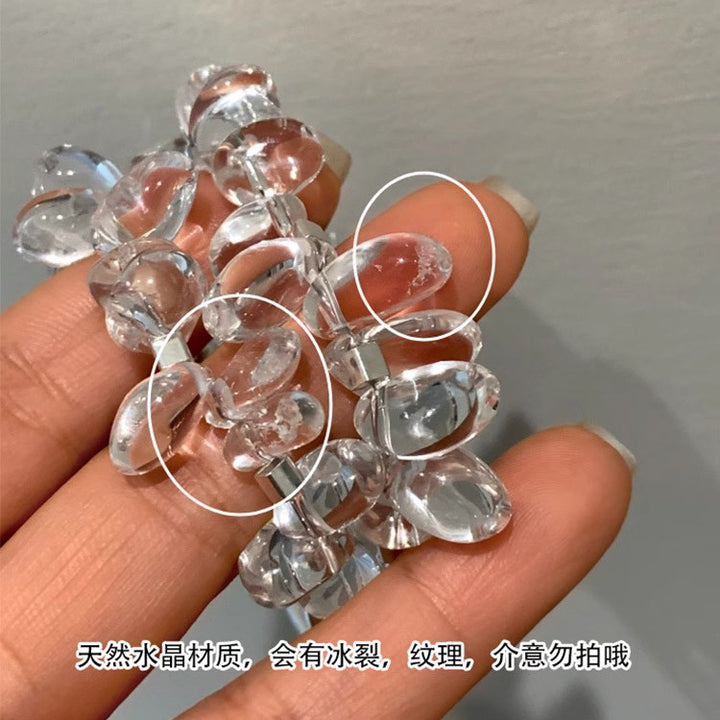 Kvinners sterling sølv naturlig hvitt krystallarmbånd