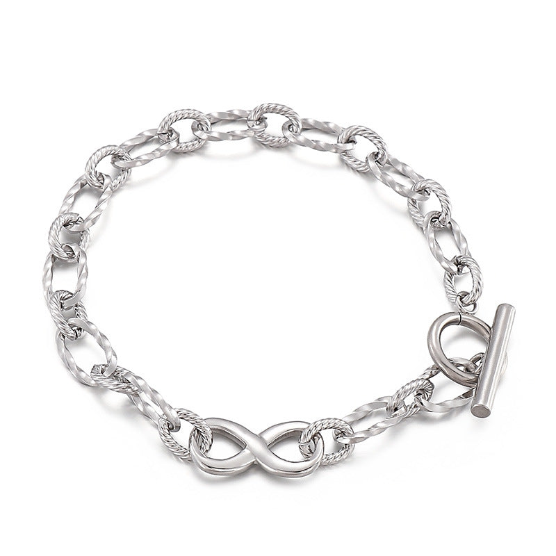 Bracelet en acier en acier inoxydable de chaîne de coutures de couture de cœur pêche