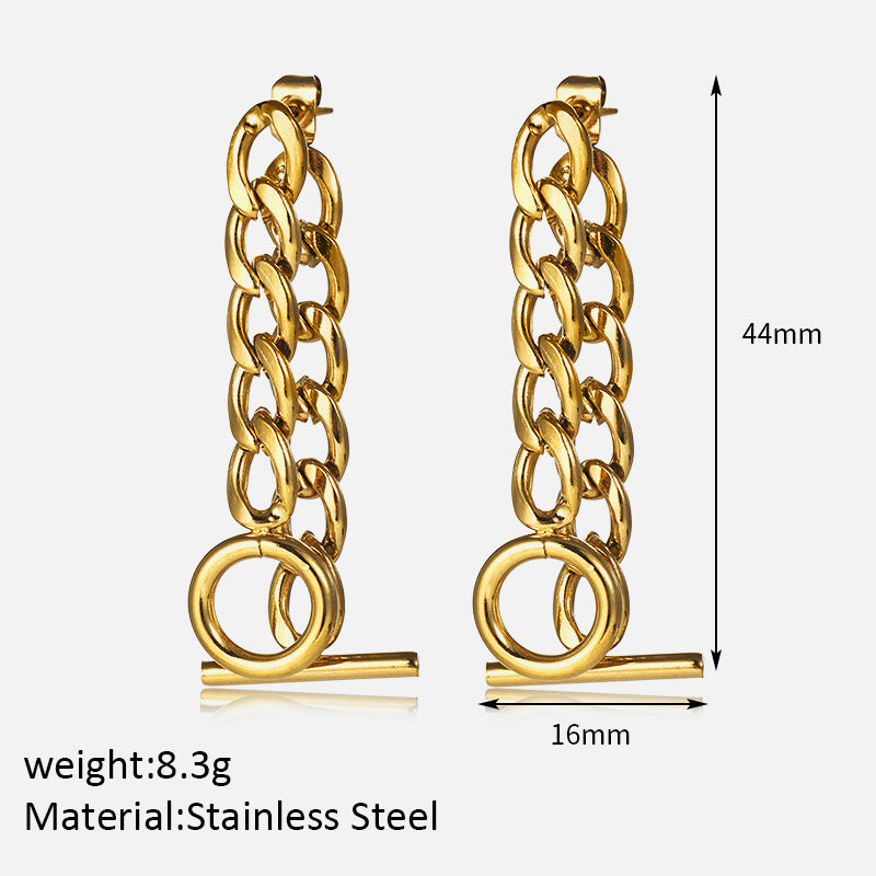 OT Boucles Boucles d'oreilles de chaîne en acier inoxydable Simple Gold plaqué