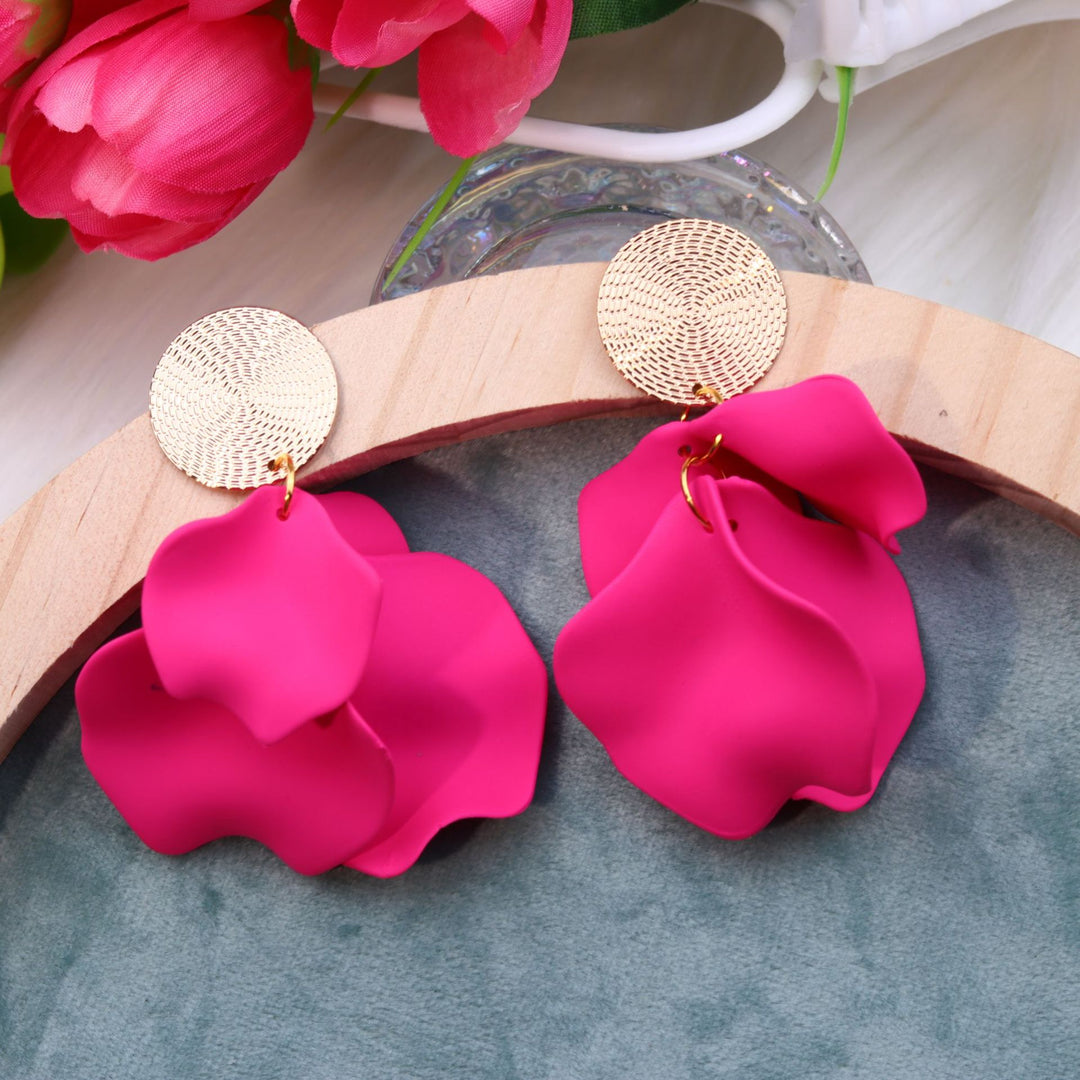 Böhmische Stil Quasten Ohrringe Blütenblätter Sprühfarbe Falten Süßigkeiten Farbe