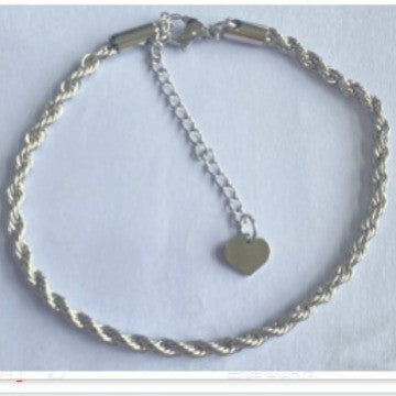 Simple Hemp Flowers Chain Peach Heart Bracelet For Women
