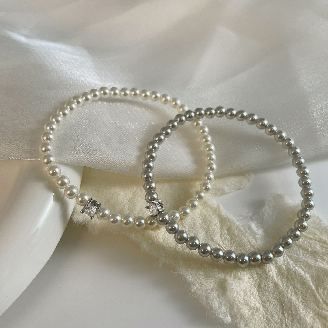 Perfect Circle Pearl Armband Female Silverzirconium